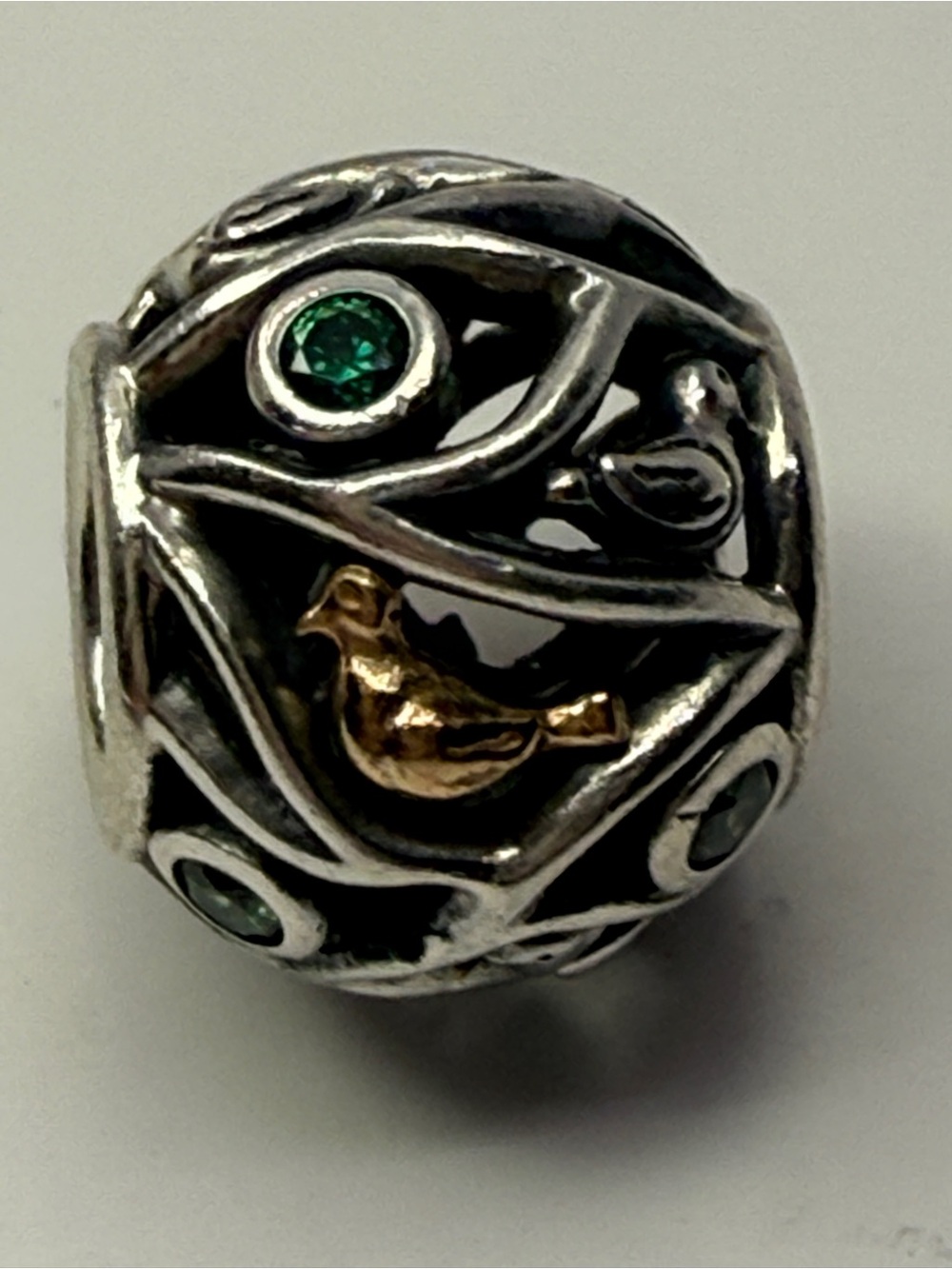 Retired Pandora Birds of a Feather Charm 791213CZN Two Tone Gold Silver 925 ALE